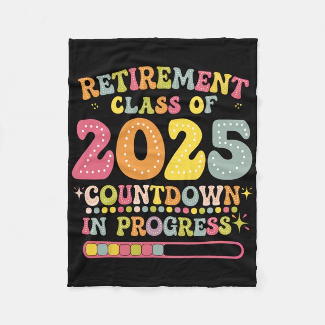 Groovy Retirement Cl Of 2025 Teacher Countdown Loa Fleecedecke (Vorderseite)