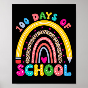 Groovy Retro100 Days of School Rainbow 100 day O Poster