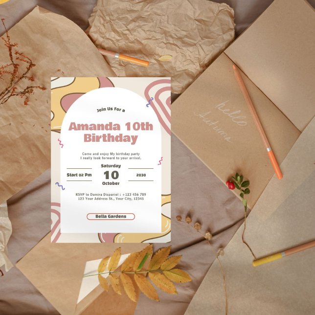 Groovy Retro 10. Geburtstagsparty Einladung (Von Creator hochgeladen)