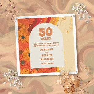 Groovy Retro 50. Hochzeitstag Begrüßungszeichen Serviette