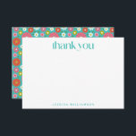Groovy Retro 50er Blume Türkis Bat Mitzvah Dankeskarte<br><div class="desc">Groovy Retro 50er Blume Türkis Blau und Hot Pink Bat Mitzvah Danke Karte</div>