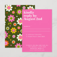 Groovy Retro 60er Blume Bright Pink Green Wedding