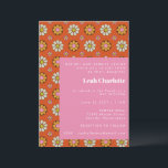 Groovy Retro 60er Blume Orange Pink Bat Mitzvah Einladung<br><div class="desc">Groovy Retro 60er Blume Orange und Pink Bat Mitzvah Einladung</div>