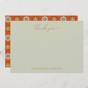 Groovy Retro 60er Blume Orange Pink Custom Dankeskarte