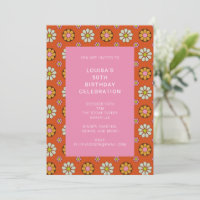 Groovy Retro 60er Blume Orange Pink Geburtstagspar