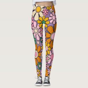Groovy Retro 60er Hippie Blume Freuen Vintag Leggings