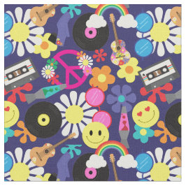 Groovy Retro 60er Hippie Pattern Stoff