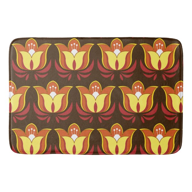 Groovy Retro 70er Blumen Badematte (Vorderseite)