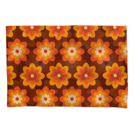 Groovy Retro 70er boho hippie Orange Blume Muster Kissenbezug