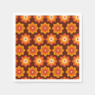 Groovy Retro 70er boho hippie Orange Blume Muster Serviette