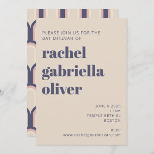 Groovy Retro 70er Design Blue Pink Bat Mitzvah Einladung