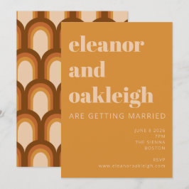 Groovy Retro 70er Design Bold Ochre Yellow Wedding Einladung