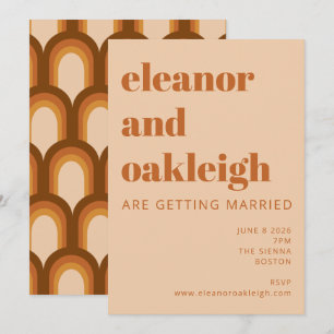 Groovy Retro 70er Design Bold Terracotta Wedding Einladung
