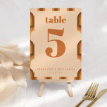 Groovy Retro 70er Design in Brown und Sand Wedding Tischnummer<br><div class="desc">Groovy Retro 70er Design in Braun und Sand Wedding Tischnummer</div>