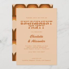 Groovy Retro 70er Design Tan Verlobung Host Party Einladung