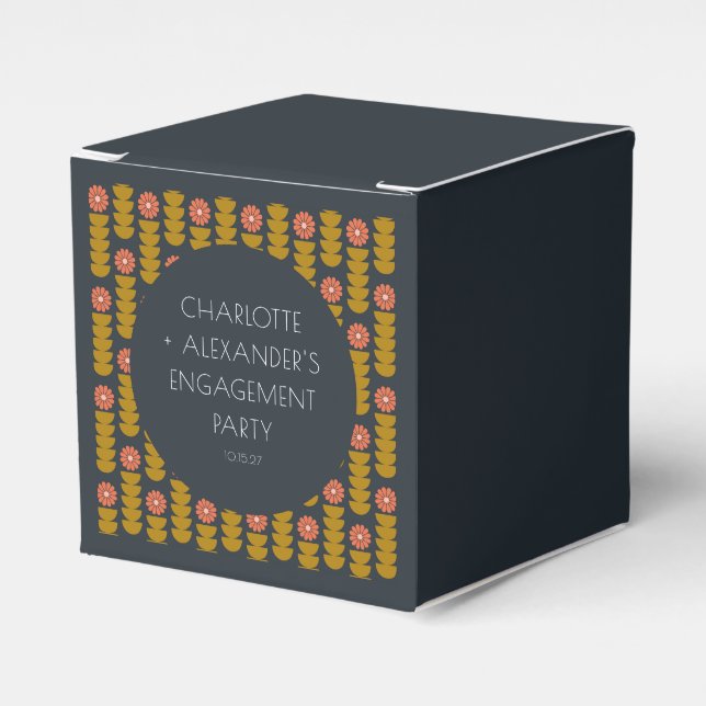 Groovy Retro 70er Floral Custom Engagement Party Geschenkschachtel (Vorderseite)