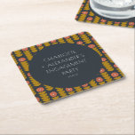 Groovy Retro 70er Floral Custom Engagement Party Rechteckiger Pappuntersetzer<br><div class="desc">Groovy Retro 70er Floral Trendy Engagement Party Custom Paper Untersetzer</div>