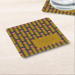 Groovy Retro 70er Floral Gold Blue Custom Wedding Rechteckiger Pappuntersetzer<br><div class="desc">Groovy Retro 70er Botanical Navy Blue und Gold Custom Wedding Paper Untersetzer</div>