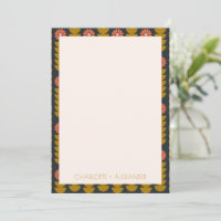 Groovy Retro 70er Floral Navy Personalisierter Nam