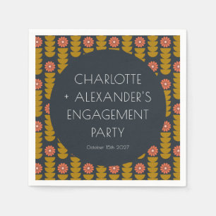 Groovy Retro 70er Floral Trendy Engagement Party Serviette