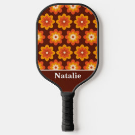 Groovy Retro 70er Hippie Orange Blume Personalisie Pickleball Schläger