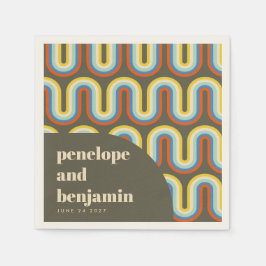 Groovy Retro 70er Kunstvoll wandern Serviette