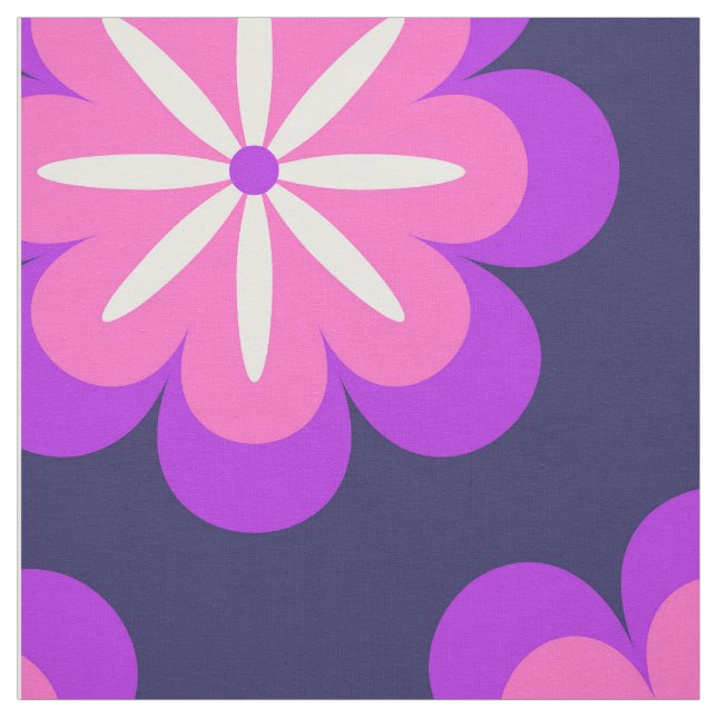 Groovy Retro 70er Lila rosa Blume Muster Stoff (Muster)