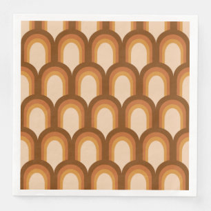 Groovy Retro 70er Muster Design in Braun Hochzeit Serviette