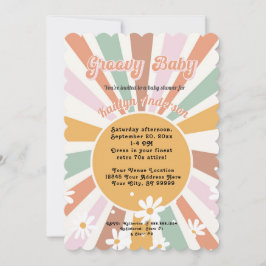 Groovy Retro 70er Sunshine Daisy Girl Baby Einladung