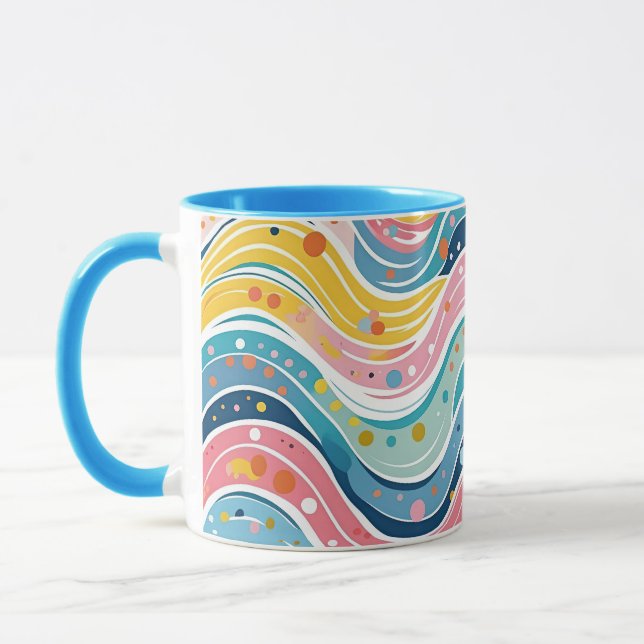 Groovy Retro 70er Wavy Abstraktes Muster Tasse (Links)