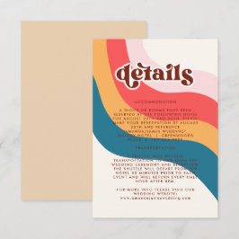Groovy Retro 70er Wavy Lines Wedding Details Card RSVP Karte