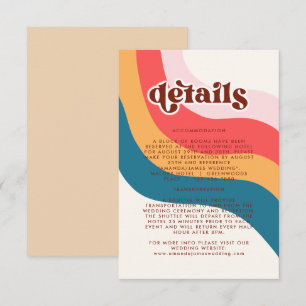 Groovy Retro 70er Wavy Lines Wedding Details Card RSVP Karte