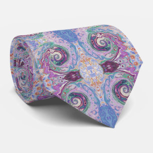 Groovy Retro Abstracter Lila und Brauner Wirbel Krawatte