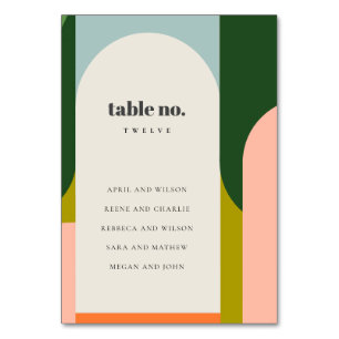 Groovy Retro Arch Abstrakte kühle Hochzeitssitze Tischnummer