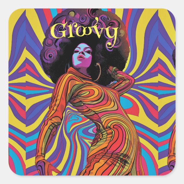 Groovy Retro Aufkleber (Vorderseite)