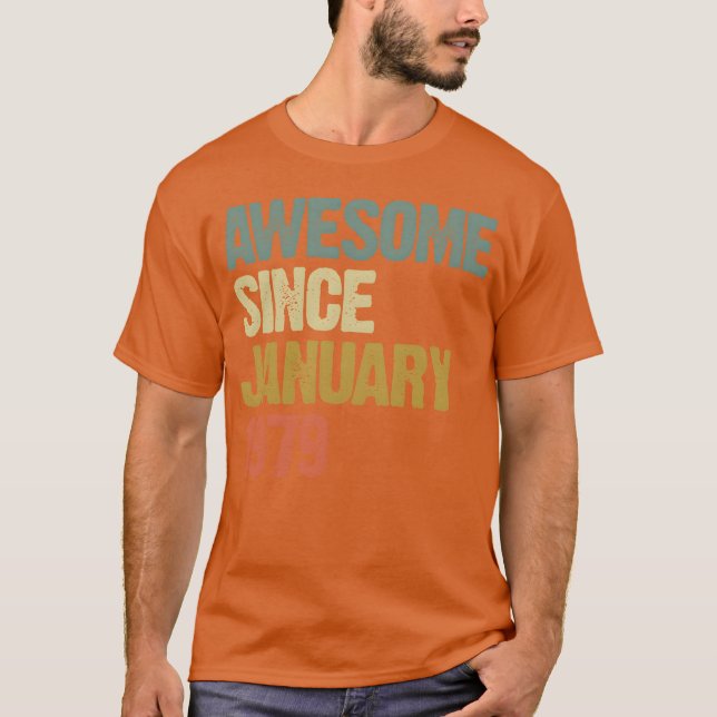 Groovy Retro Awesome Since January 1979 funny T-Shirt (Vorderseite)