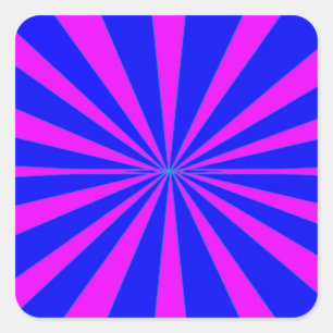 Groovy Retro Blue & Pink Hintergrund Quadratischer Aufkleber