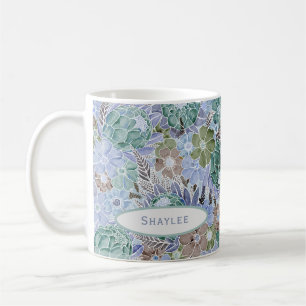 Groovy Retro Blue Protea und Daisy Tasse