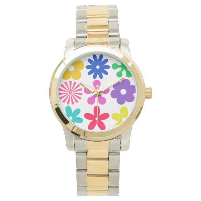 GROOVY RETRO-BLUME ARMBANDUHR (Vorderseite)