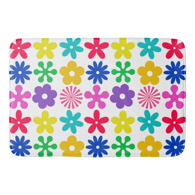 GROOVY RETRO-BLUME BADEMATTE (Vorderseite)