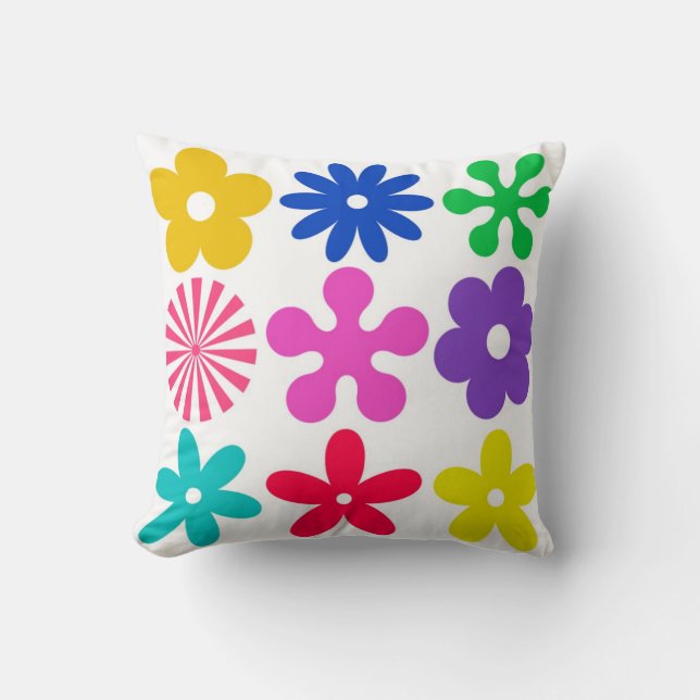 GROOVY RETRO-BLUME KISSEN (Vorderseite)