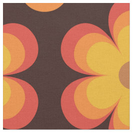 Groovy Retro Blume orange und gelb Stoff