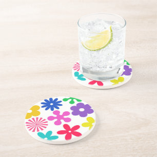 GROOVY RETRO-BLUME SANDSTEIN UNTERSETZER
