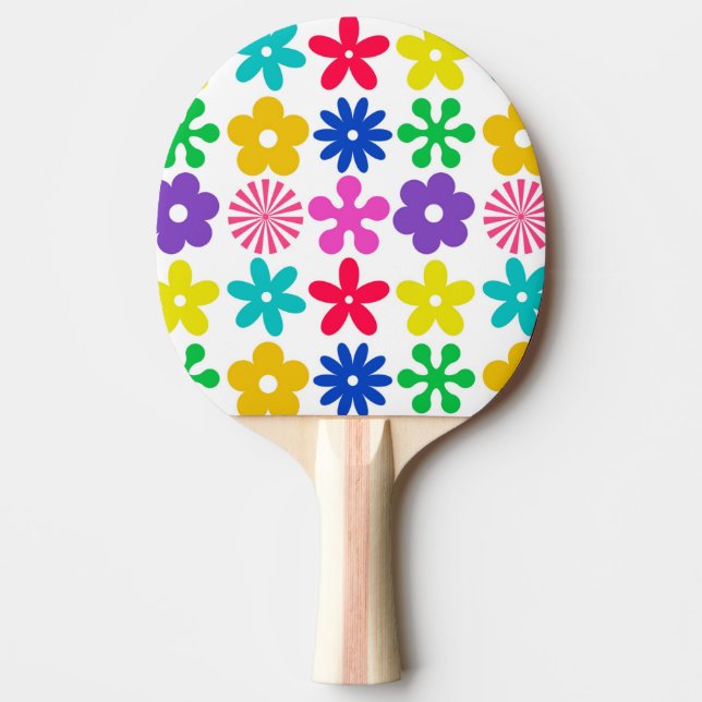 GROOVY RETRO-BLUME TISCHTENNIS SCHLÄGER (Vorderseite)