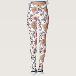 Groovy Retro Blume Vintag 70er 60er Floral pink Leggings