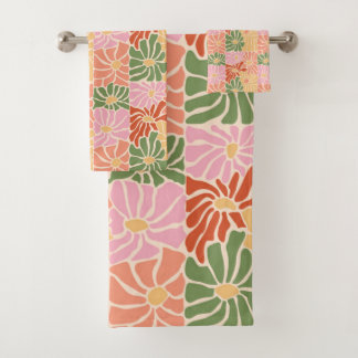 Groovy Retro-Blumen Badhandtuch Set