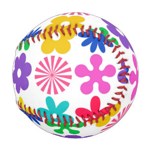 GROOVY RETRO BLUMEN BASEBALL
