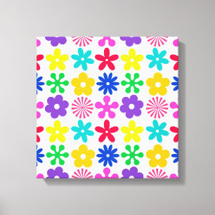 GROOVY RETRO BLUMEN LEINWANDDRUCK