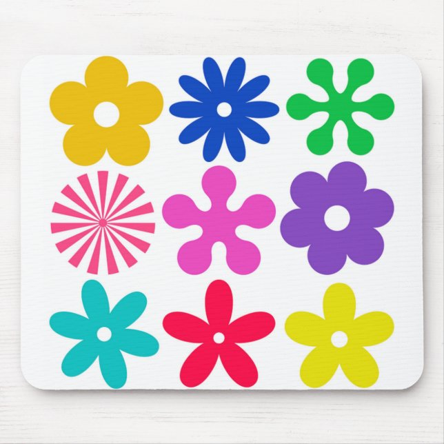 GROOVY RETRO BLUMEN MOUSEPAD (Vorne)