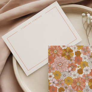 Groovy Retro Blumen-Notizkarte Mitteilungskarte